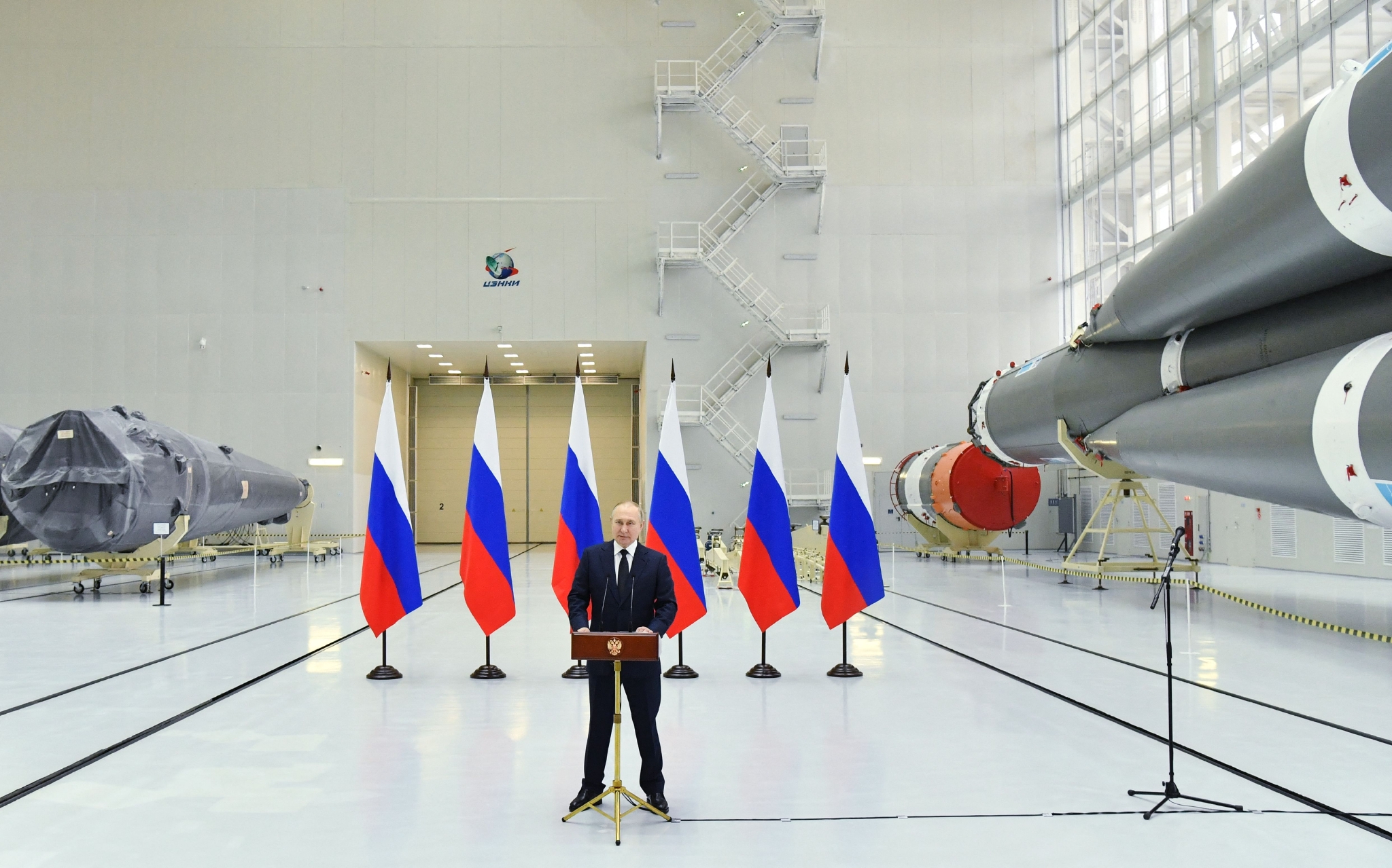 當地時間2022年4月12日，俄羅斯阿穆爾州，俄羅斯總統普京訪問東方航天發射場