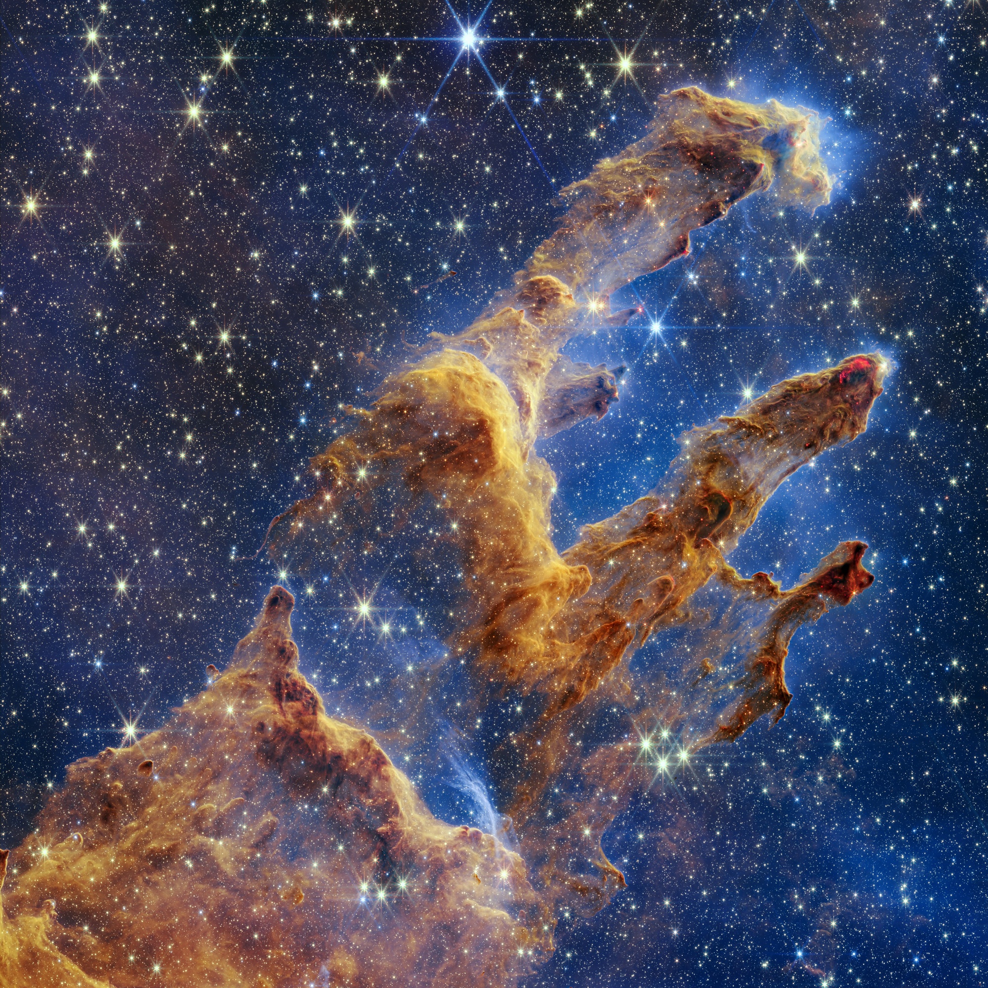 詹姆斯·韋伯太空望遠鏡（ JWST ）近紅外相機（ NIRCam ）拍攝的「鷹星雲」照片